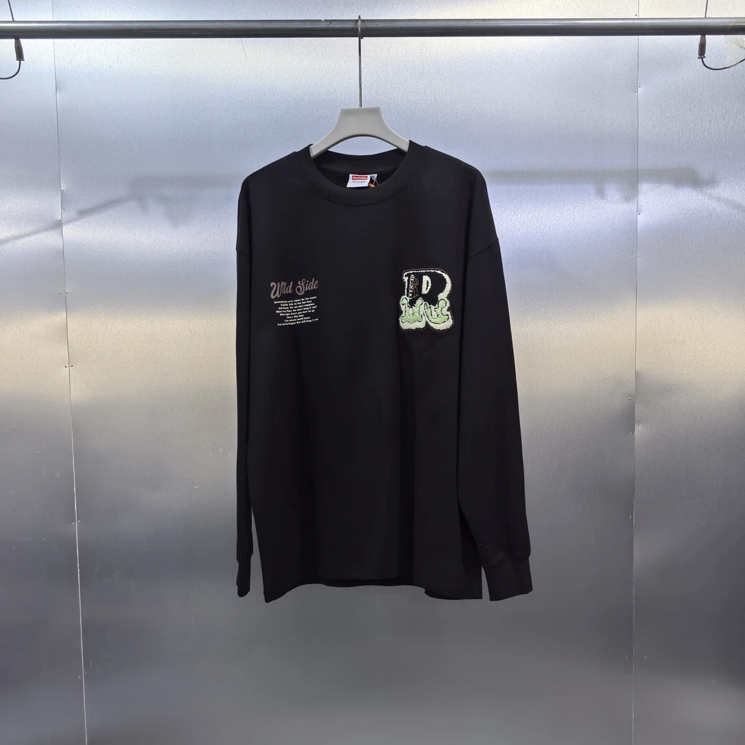 Q03-112813-RES春秋款时尚复古正面毛巾粘印花休闲百搭圆领卫衣