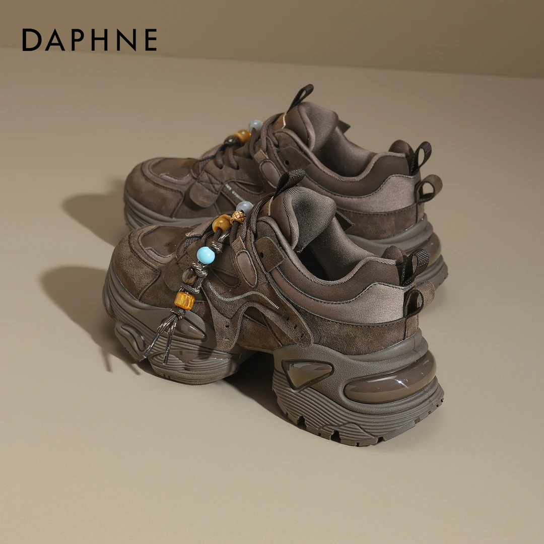 达芙妮厚底老爹鞋女2025新款冬季复古街潮串珠小众百搭休闲运动鞋