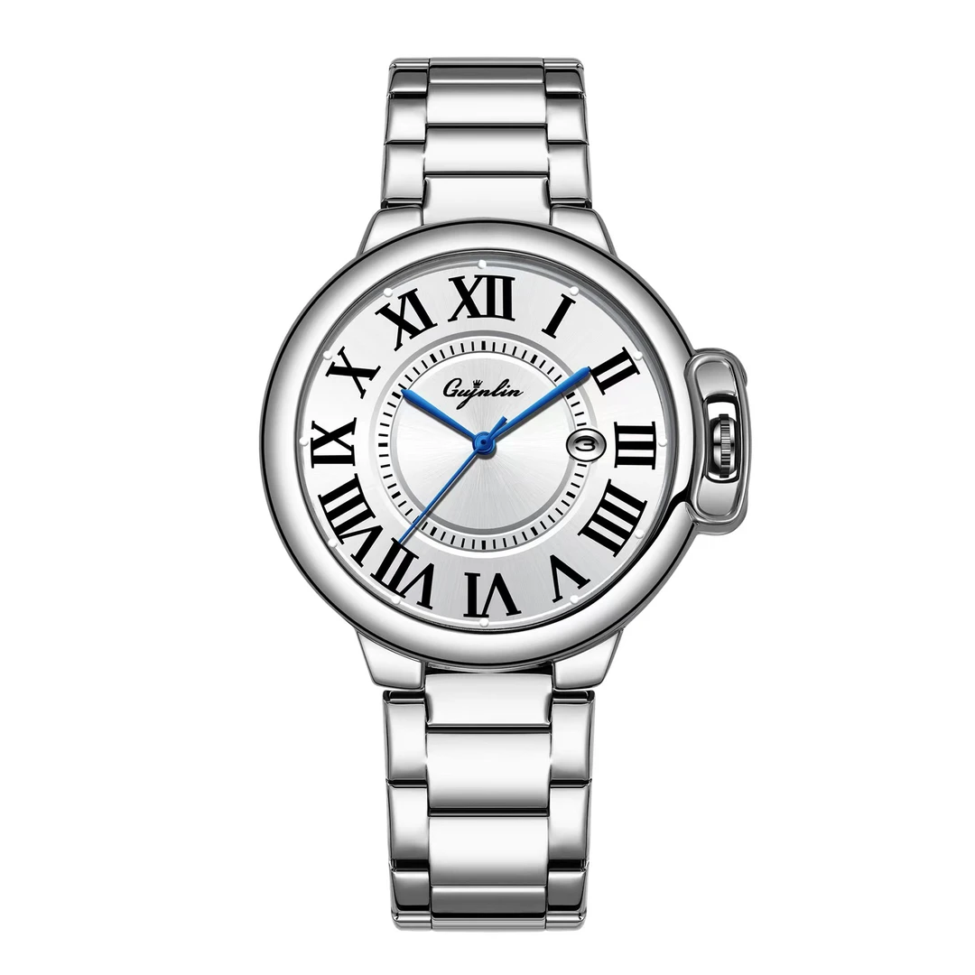 全新未拆封奢华新款白钢带气球男士腕表