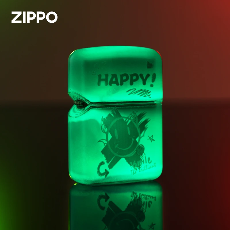 ZIPPO打火机夜光流沙炫彩笑脸正版防风男士爆款网红礼物TCJ1X1H1