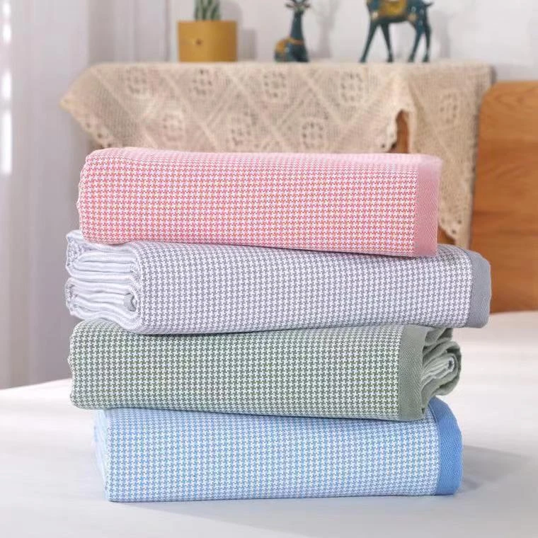 单人加厚加密纯棉千鸟格色织老粗布包边学生宿舍床单亲肤透气