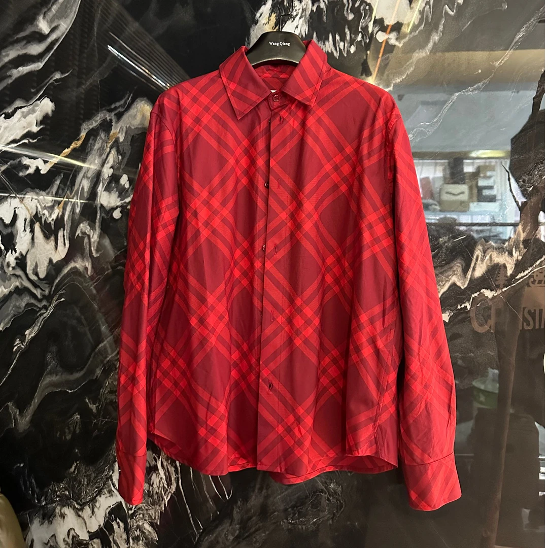 经典格纹新年中国红超好穿百搭休闲衬衫