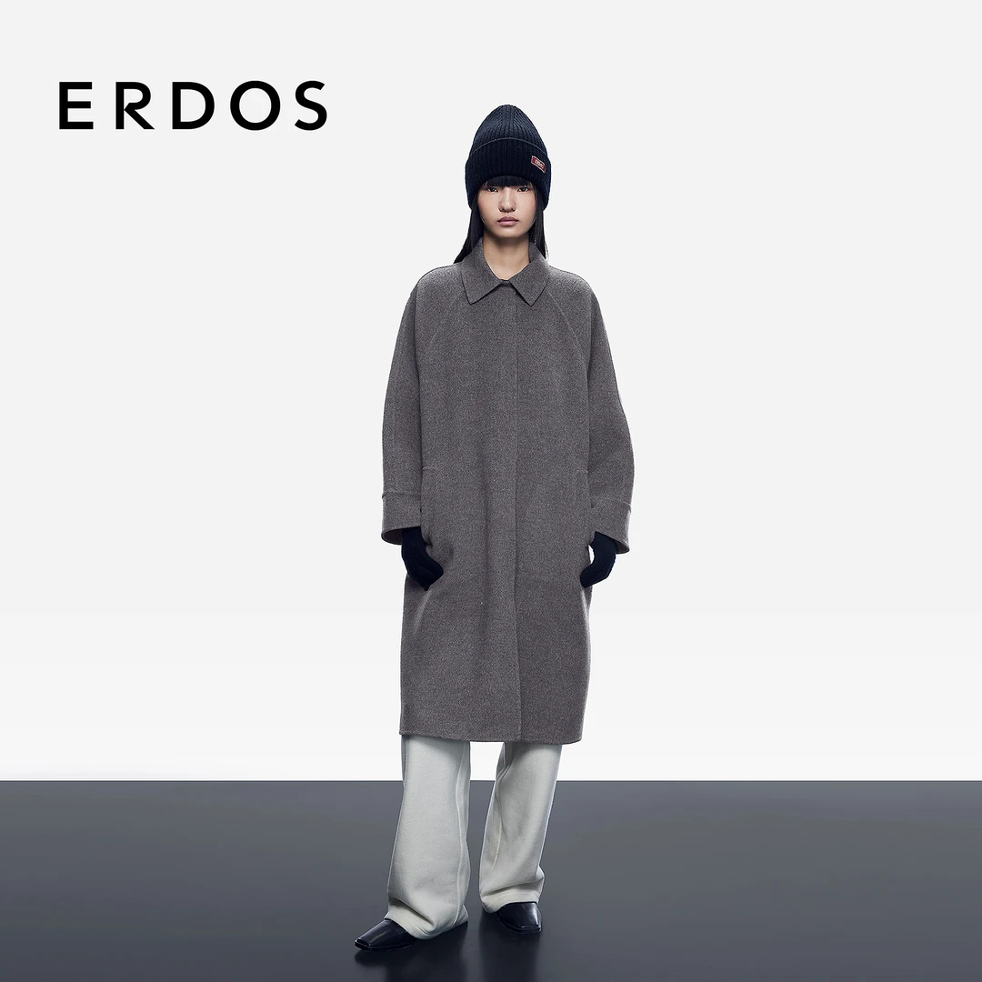 ERDOS 轻便风衣版550g绒毛双面毛呢大衣【繁花印迹】