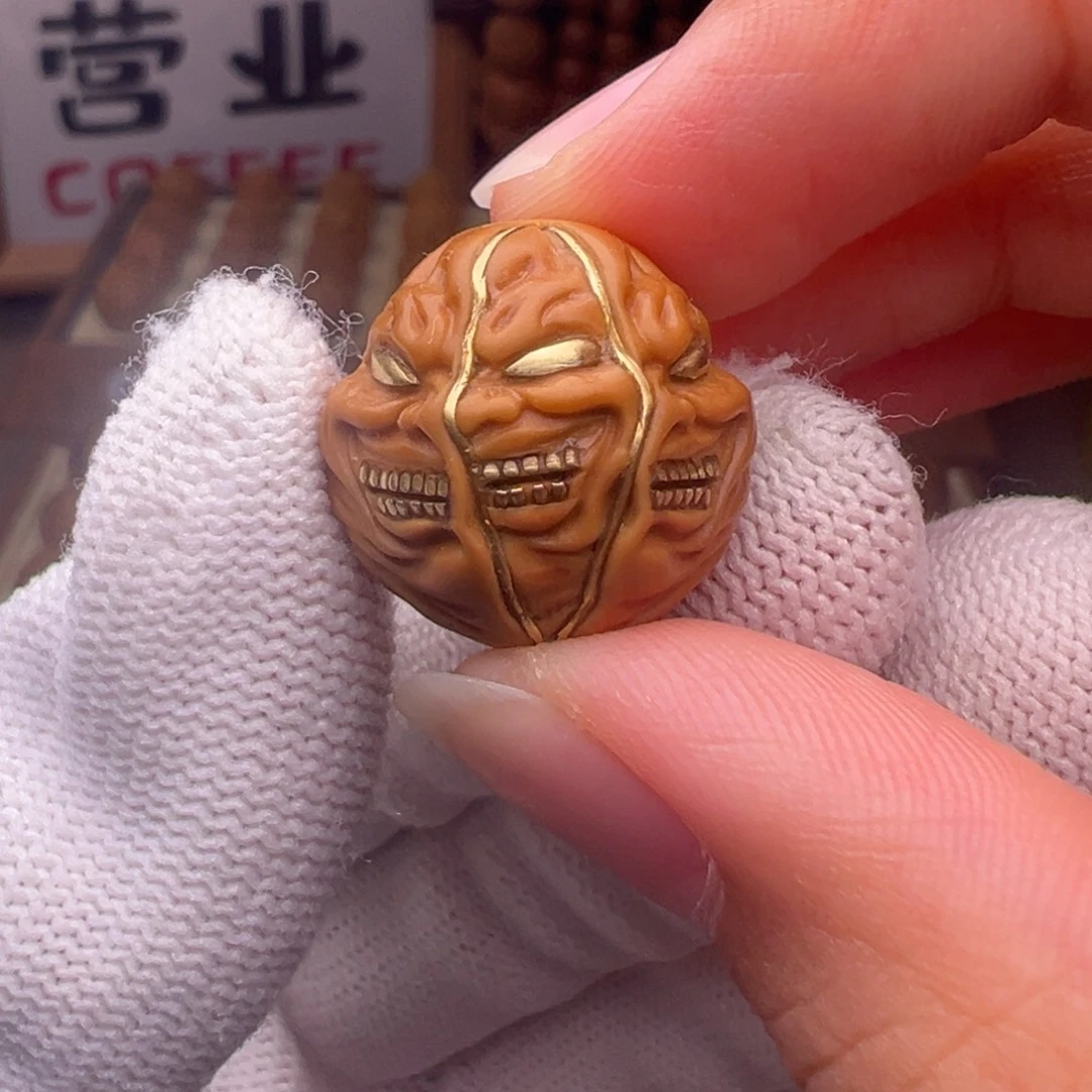 猴头核桃把件镶嵌款一念心魔18左右尺寸全品有正常封口线