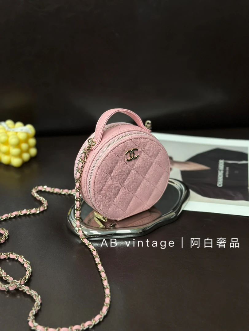 95新 Chanel/香奈儿 阿白奢品/香奈儿 迷你粉色圆饼包
