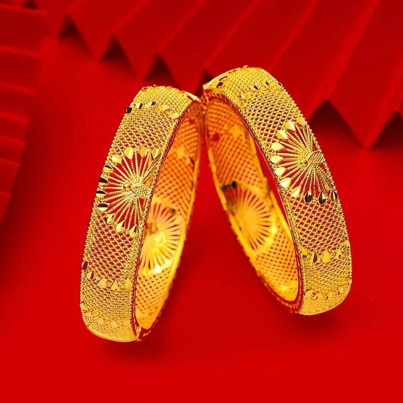 【微总专属】足金999时尚镂空宽版素圈手镯GZP