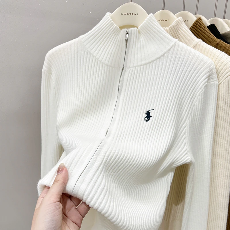 广州十三行高级感女装针织开衫2025秋冬季新款双拉链宽松毛衣上衣