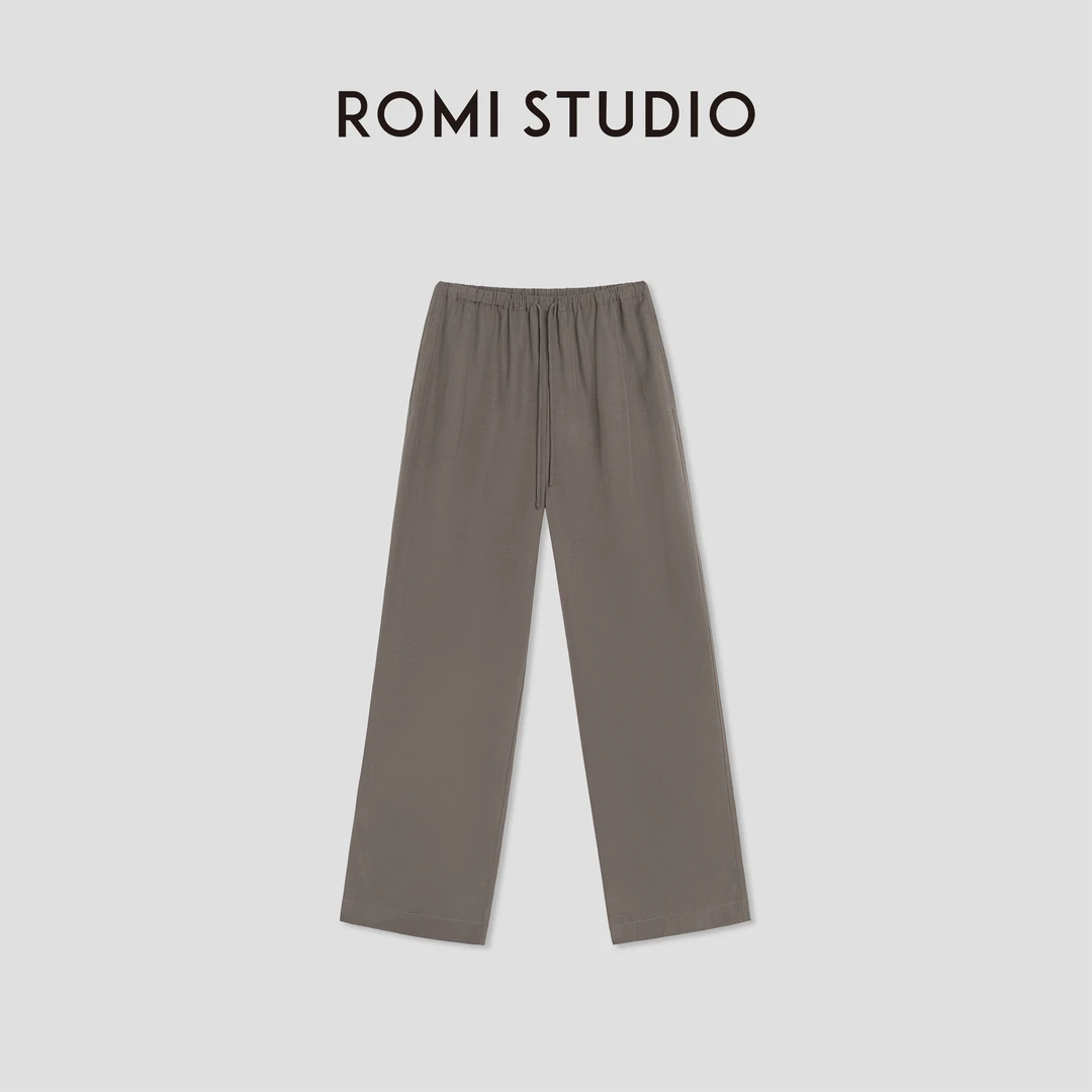 ROMI STUDIO“轻松随性”莱赛尔混纺高腰系带直筒休闲裤RW24WXH1359