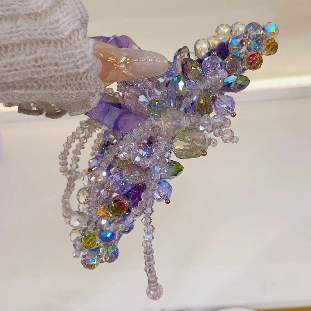 D149轻奢手工防水晶大号抓夹13厘米