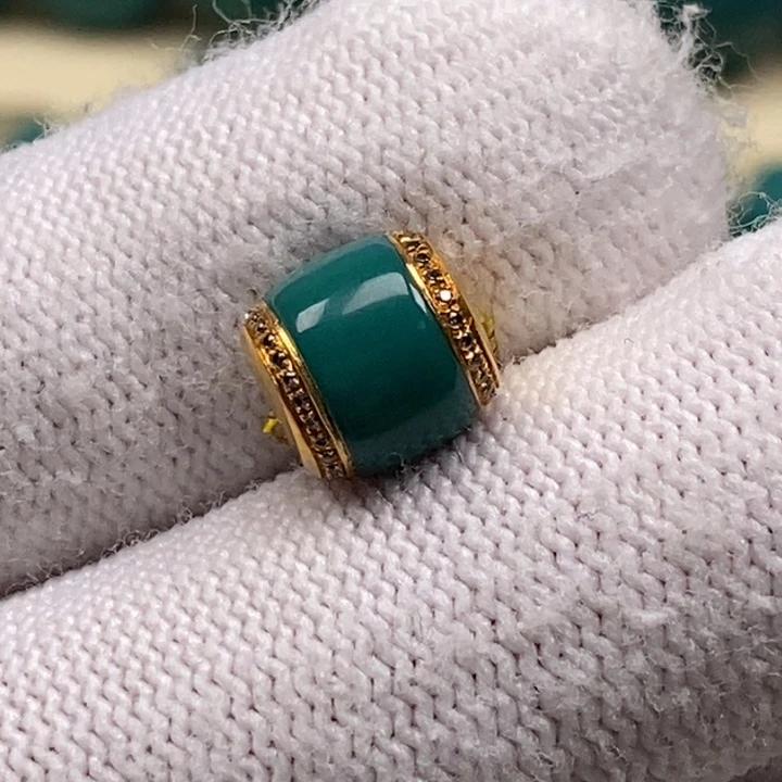 绿松石珠宝奇石18K金镶嵌猪*爸