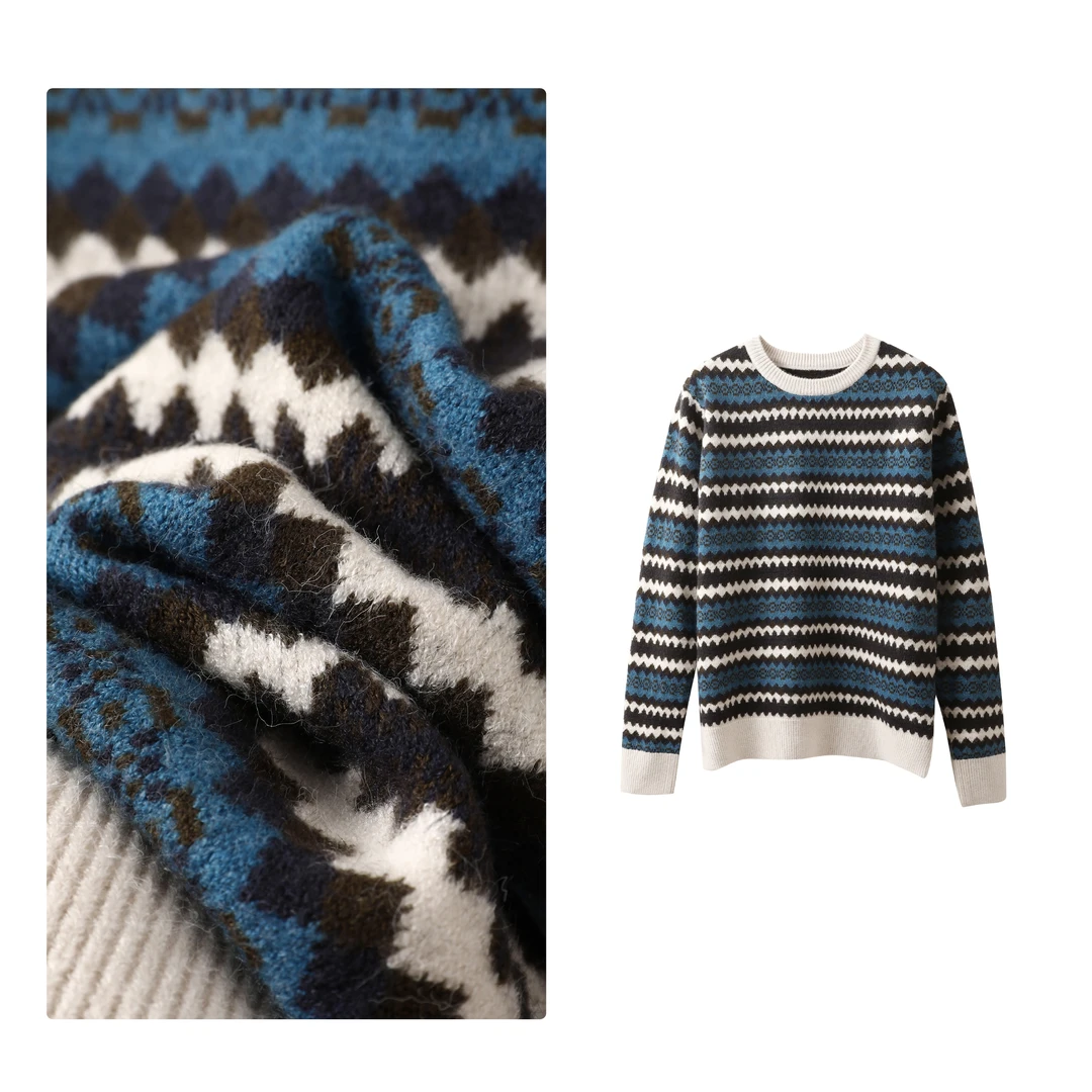 现货！门店2&09！费尔岛提花~圆领复古百搭女式针织衫H00667