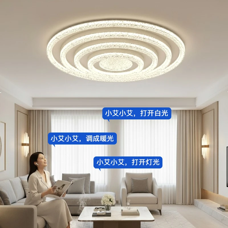 大气轻奢客厅圆形吸顶灯意式奶油创意家用餐厅房间圆形卧室全光谱