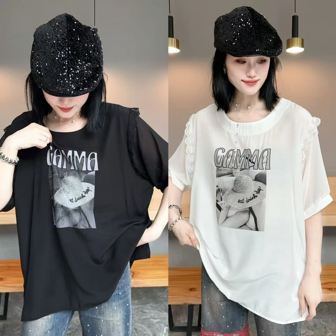 【YJ·高定】2025夏季薄款百搭显瘦清凉透气时尚宽松半袖女  YY2714