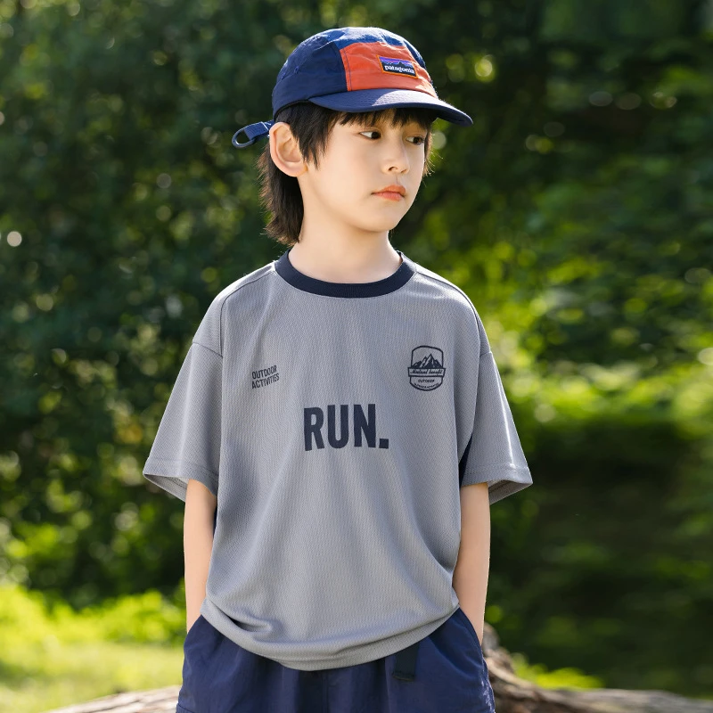 吉米妈【酷跑】夏季户外运动撞色网布透气吸湿排汗T恤SDT2571