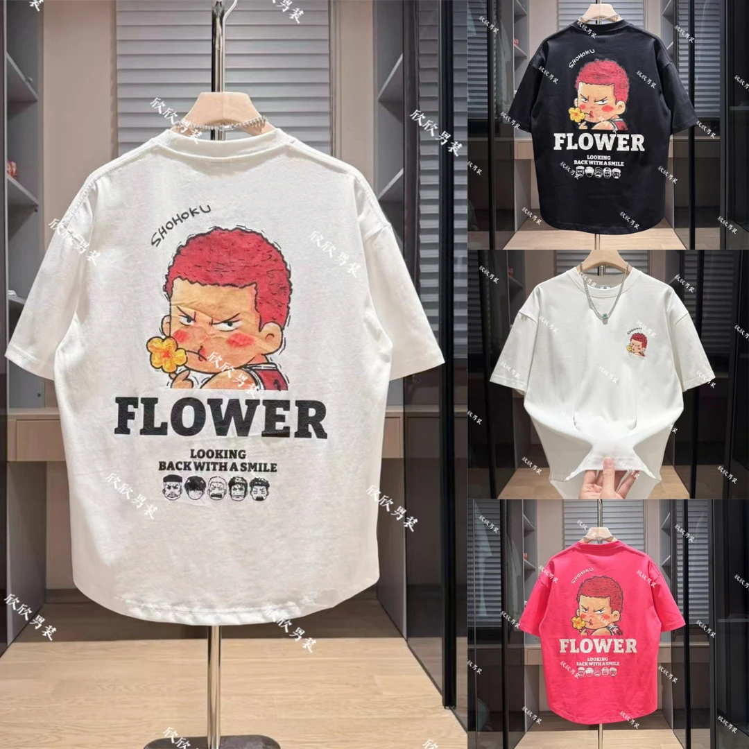 潮牌发泡印花刺绣燕尾时尚男士休闲短袖