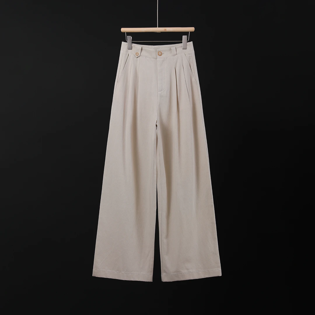 65275 品质柜货！精裁！女士时尚简约百搭宽松纯色高腰阔腿休闲裤