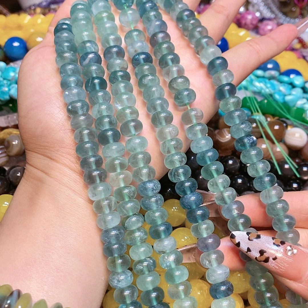 玛瑙/玉髓散珠天然莹石算盘10mm一条