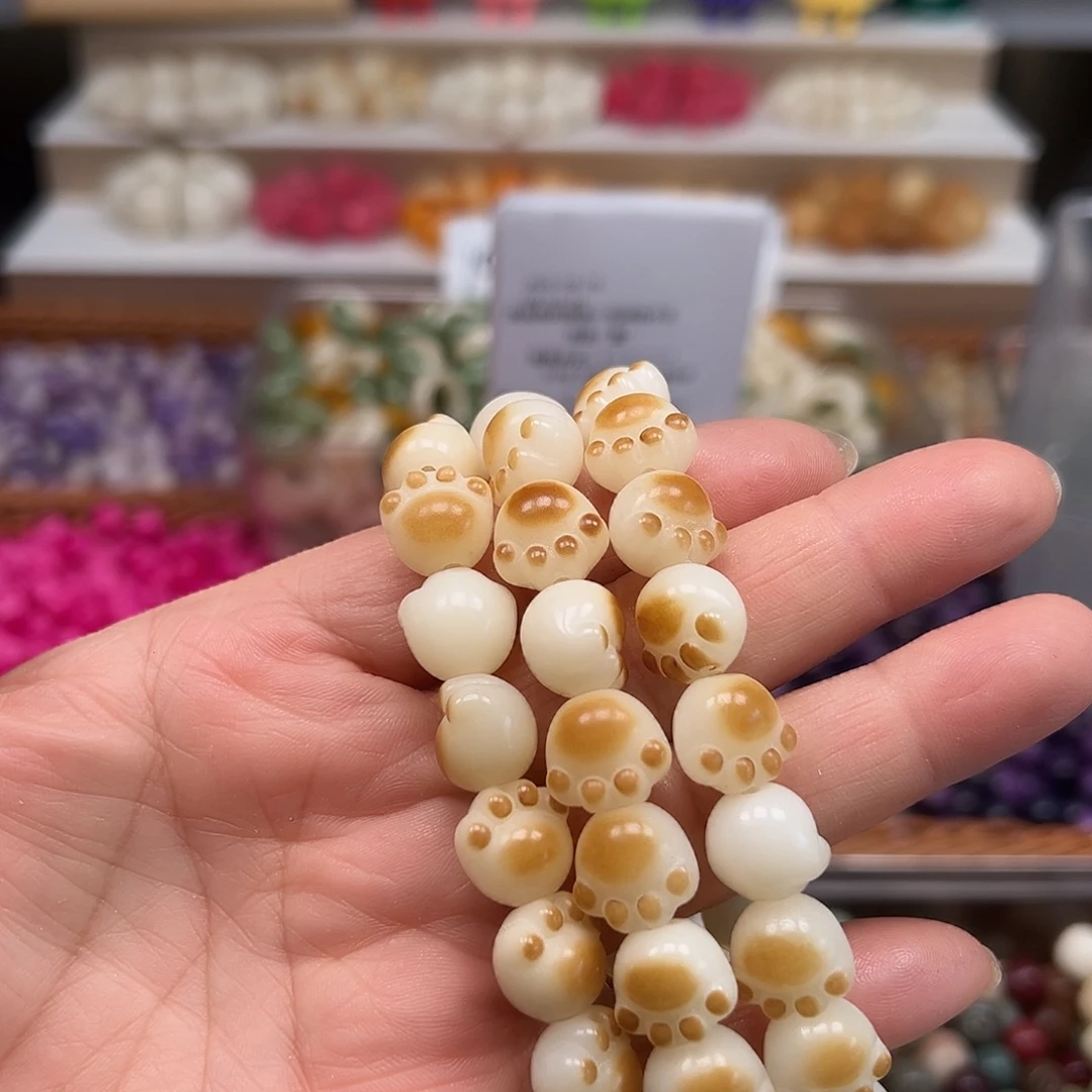 菩提根/象牙果手串微瑕卡12炭烧猫爪3条50颗