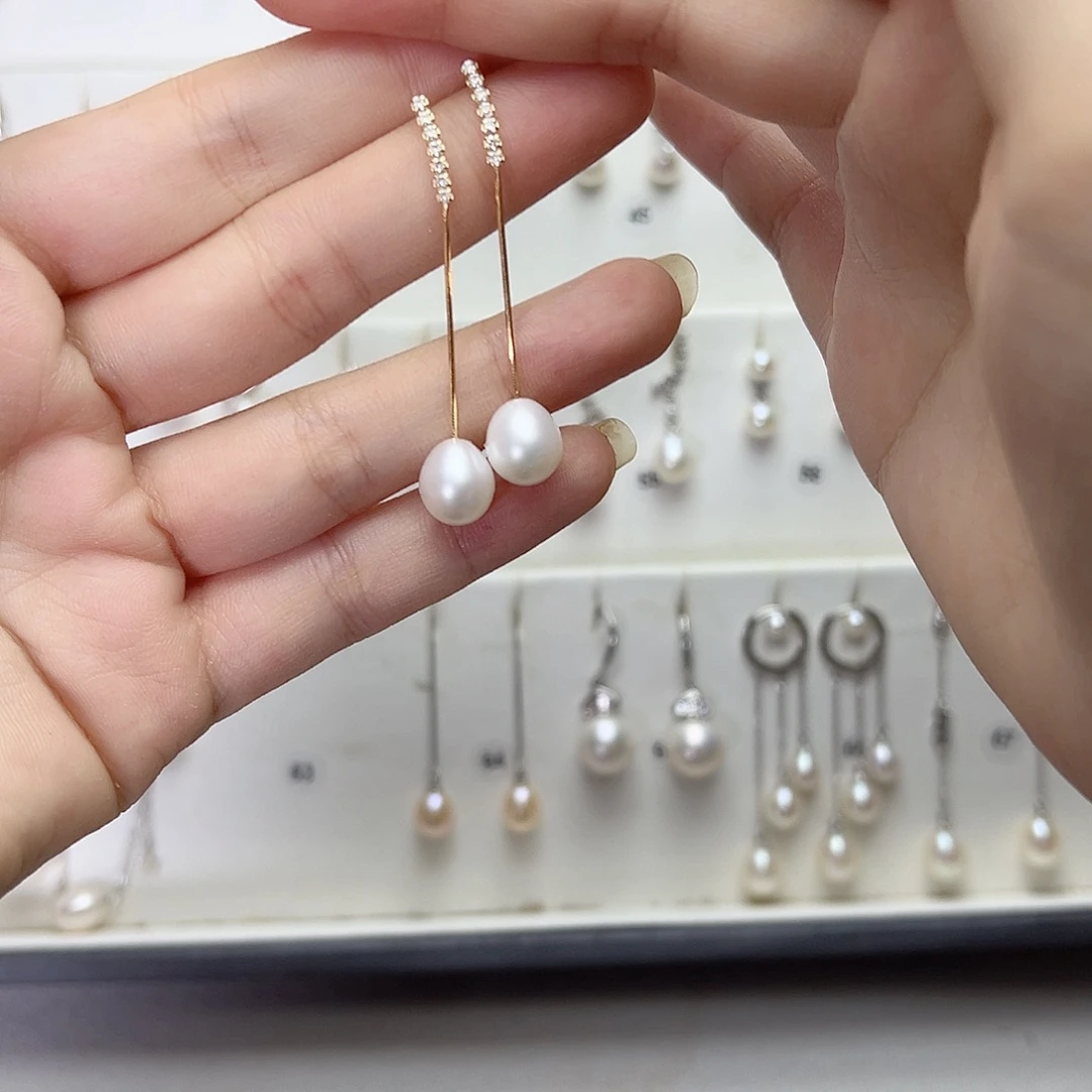 耳饰淡水珍珠银S925镶嵌