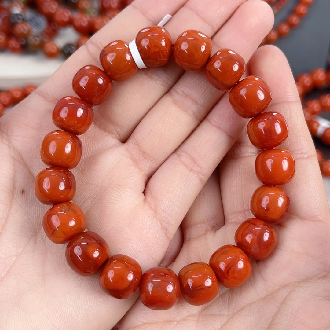 南红玛瑙未镶嵌瓦西柿子锦火焰老型单圈12mm