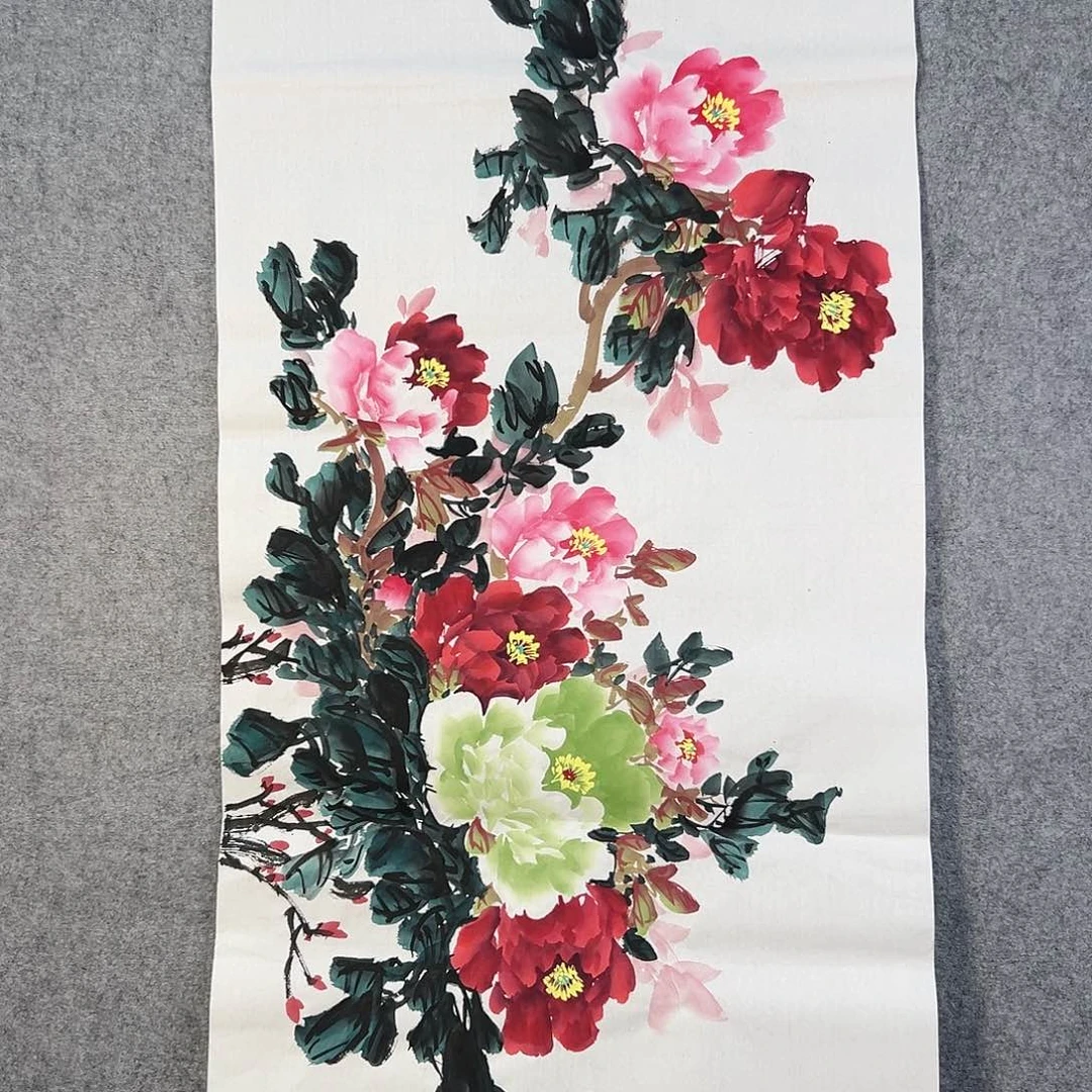 国画360 牡丹之花之叶的颜色和