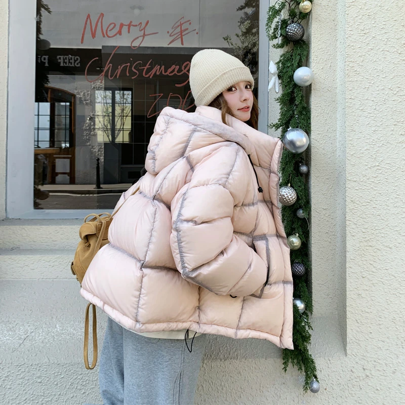 可盐可甜韩系风羽绒服2025冬季新款小众百搭甜美风90白鸭绒面包服