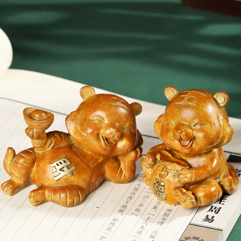 铜老虎摆件彩绘生肖虎办公室吉祥物家居生肖工艺品乔迁装饰
