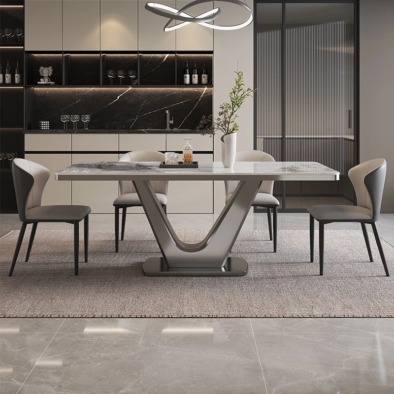 《大V长台》 松弛感意式极简设计师款长方形餐桌家用小户型岩板餐桌