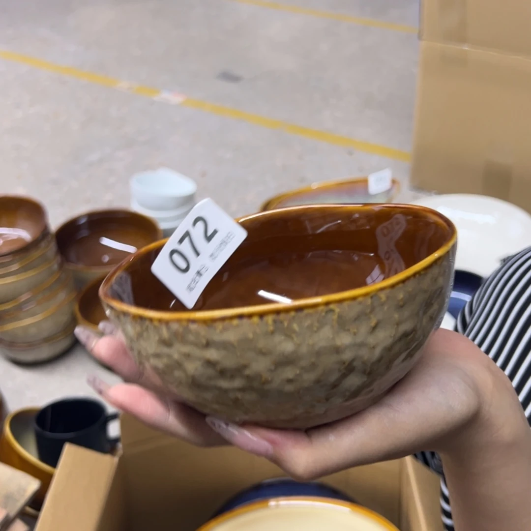 新骨瓷072微瑕曼谷棕熔岩5.75寸米饭碗 面碗