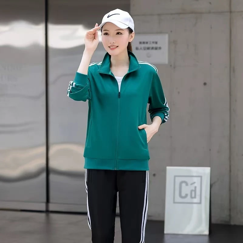 575绿色长袖男女春秋季两条杠时尚运动外套Z8812