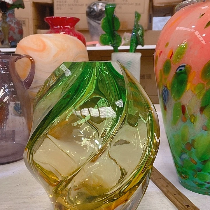 琉璃琉璃花瓶高23口3