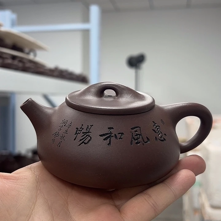 紫砂茶壶紫泥刻绘