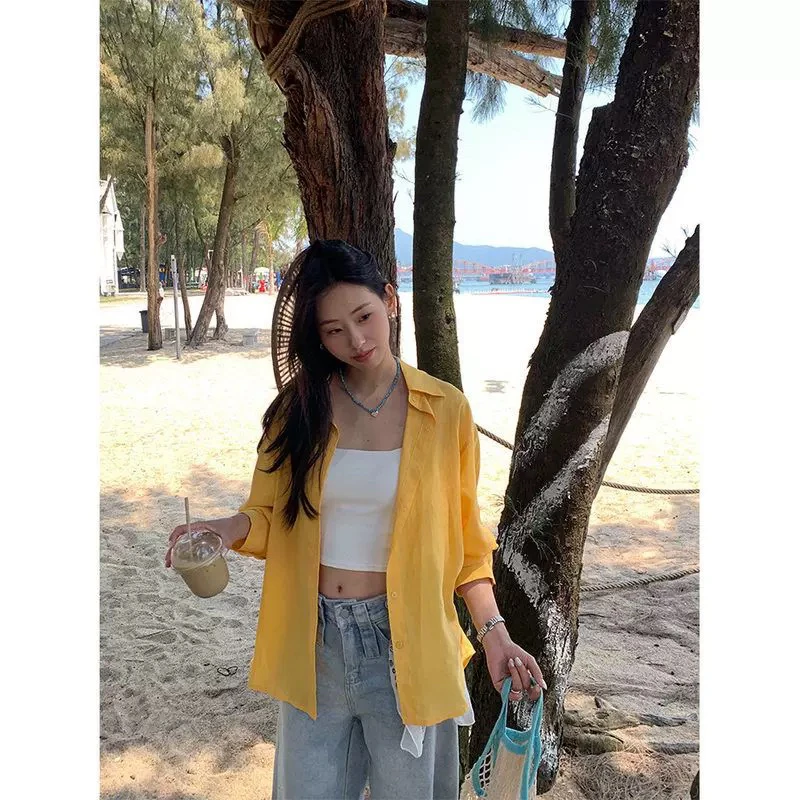 【肉总】新品防晒糖果色长袖衬衫2910