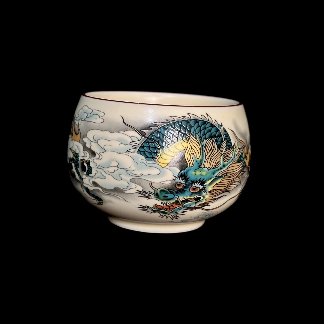 青龙蛋杯羊脂玉瓷主人杯-ZH219