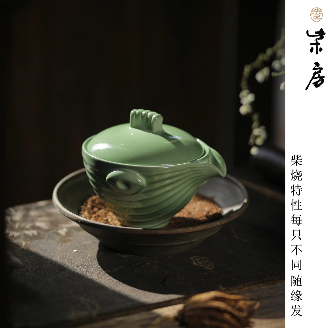 柴房柴烧陶瓷｜原创｜手抓壶一只 约180cc 创意中式个性家用简约