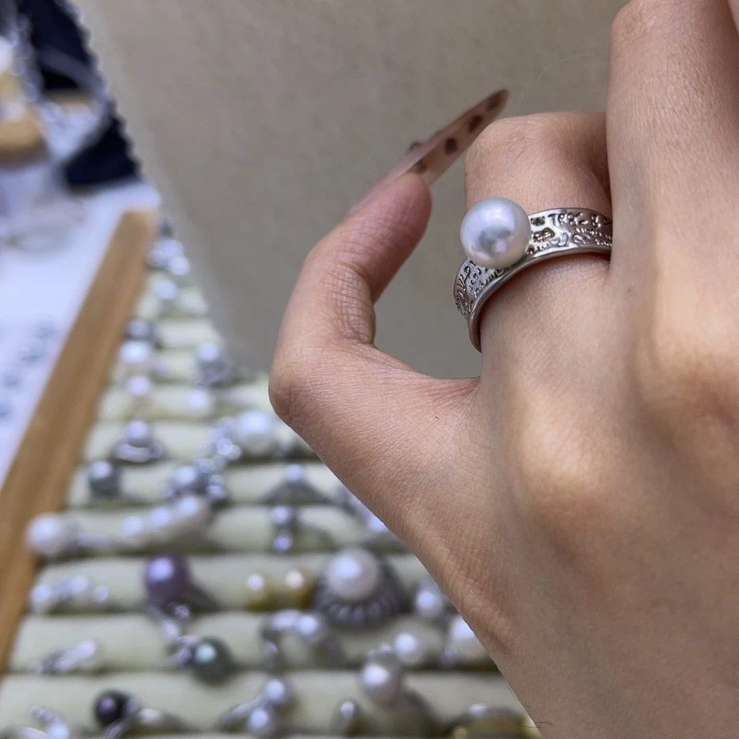 银S925镶嵌海水珍珠戒指