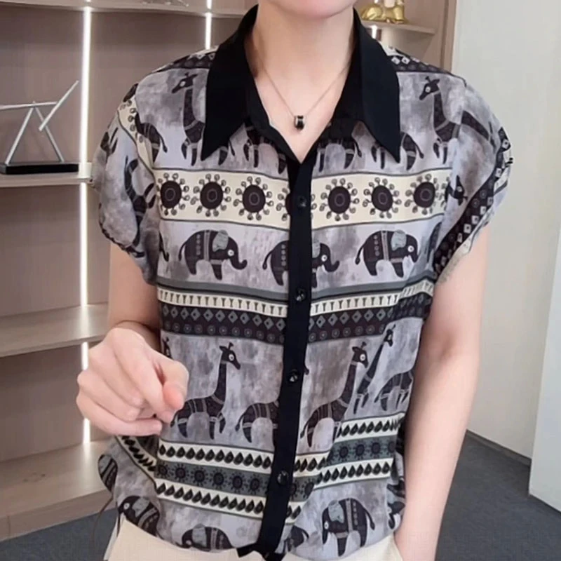 复古减龄洋气休闲百搭气质短袖衬衫女2025夏季独特小众设计感上衣