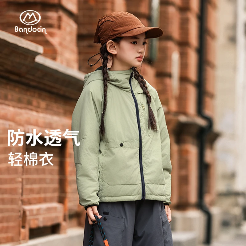 BANDOCIN/半度闲户外防水透气复古两面穿薄棉服女童秋冬休闲夹克