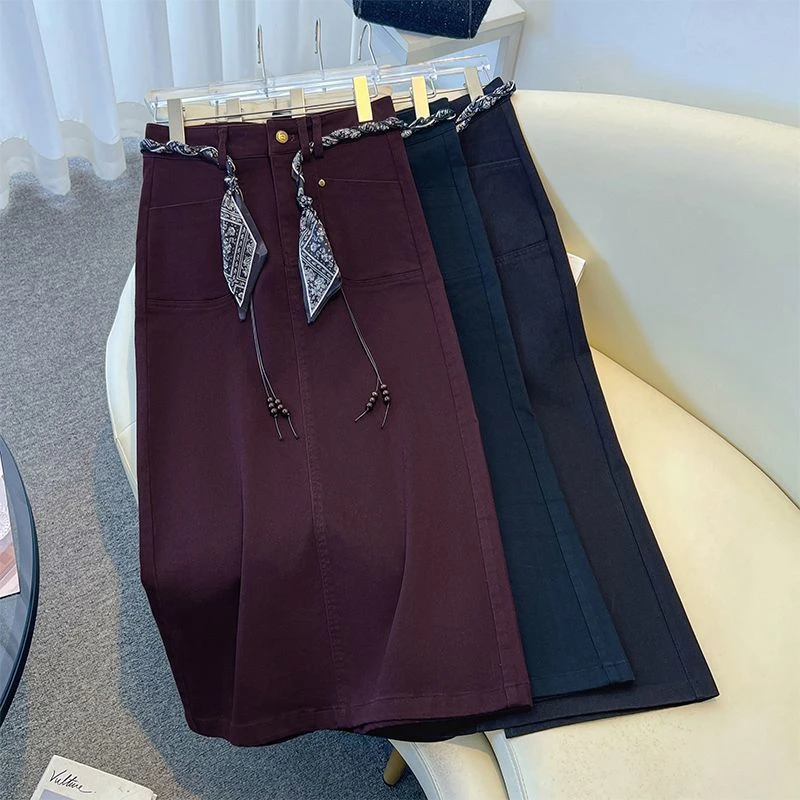 洋气爆款牛仔半身裙2025年春秋季新款中长款显瘦包臀一步休闲裙子