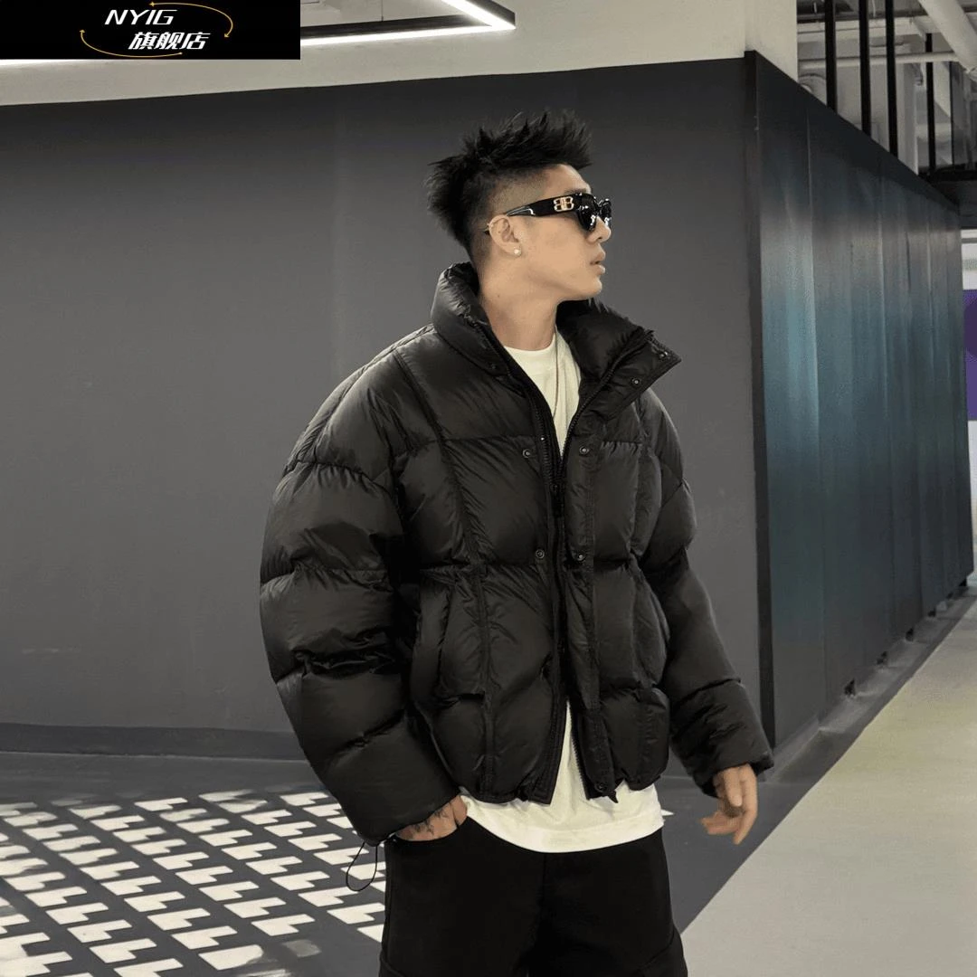 NYIG高级感短款立领羽绒服男2025秋冬季潮牌痞帅风加厚防寒面包服