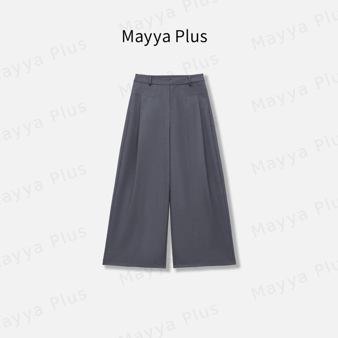 【简约西裤】Mayya Plus麦芽秋上新气质显瘦流光风梭织裤32536585