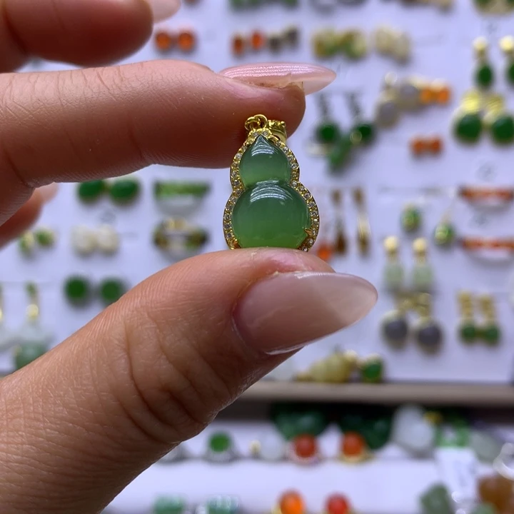 和田玉银S925镶嵌吊坠(不含链)