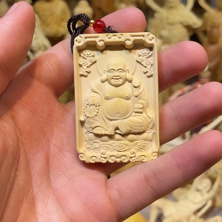 黄杨木黄杨木米勒佛46牌