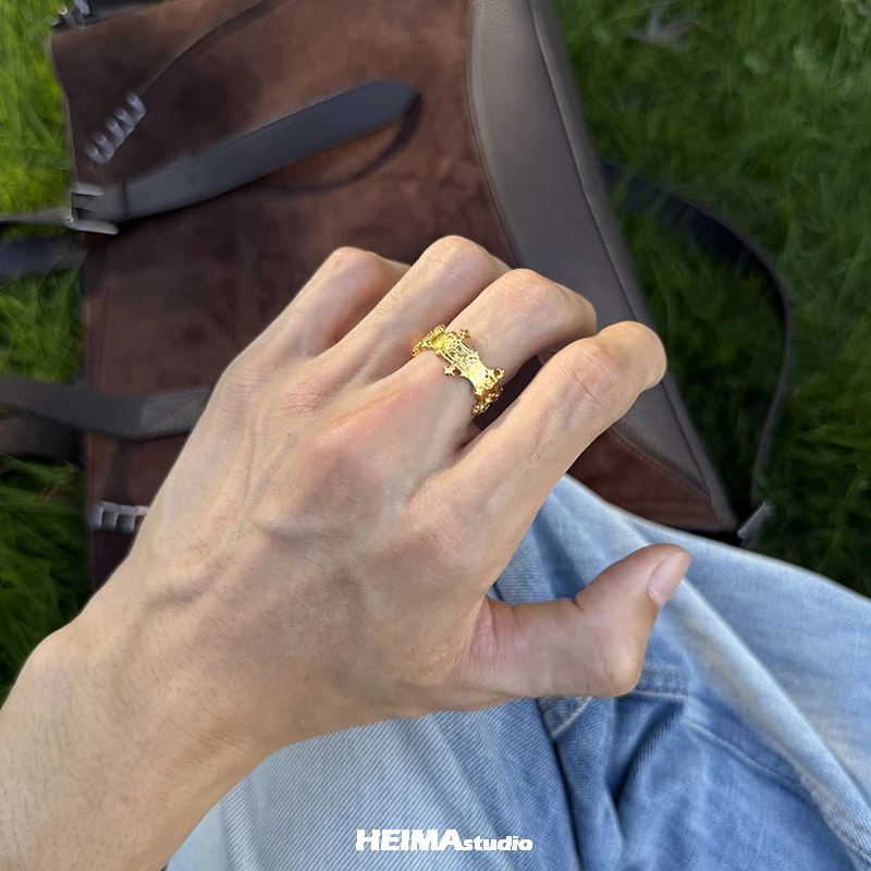 925银戒指 【张艺兴同款】十字架纯银开口戒指男女嘻哈轻奢小众设计