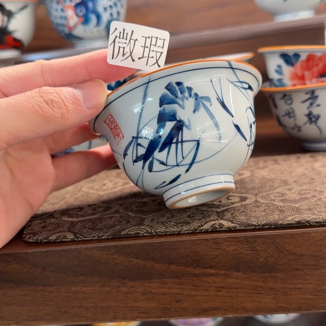 釉下手绘茶具微瑕