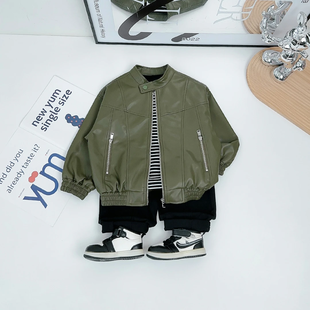 男童外套春秋款儿童皮衣2025新款春装洋气潮 DF25017悠悠童话童装