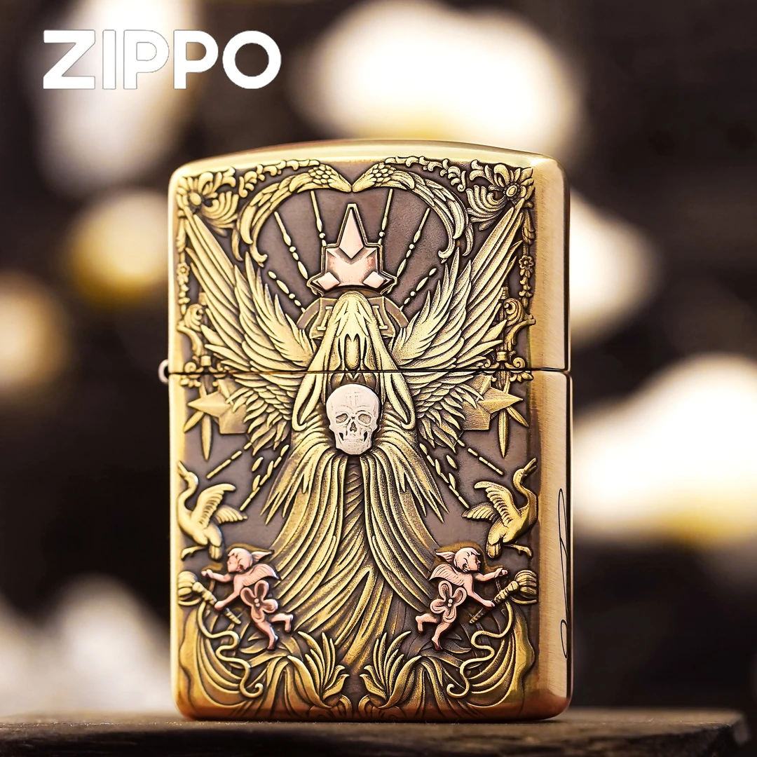ZIPPO打火机正品/黄铜盔甲死神紫铜贴章双面浮雕【达人专属】DYJ1