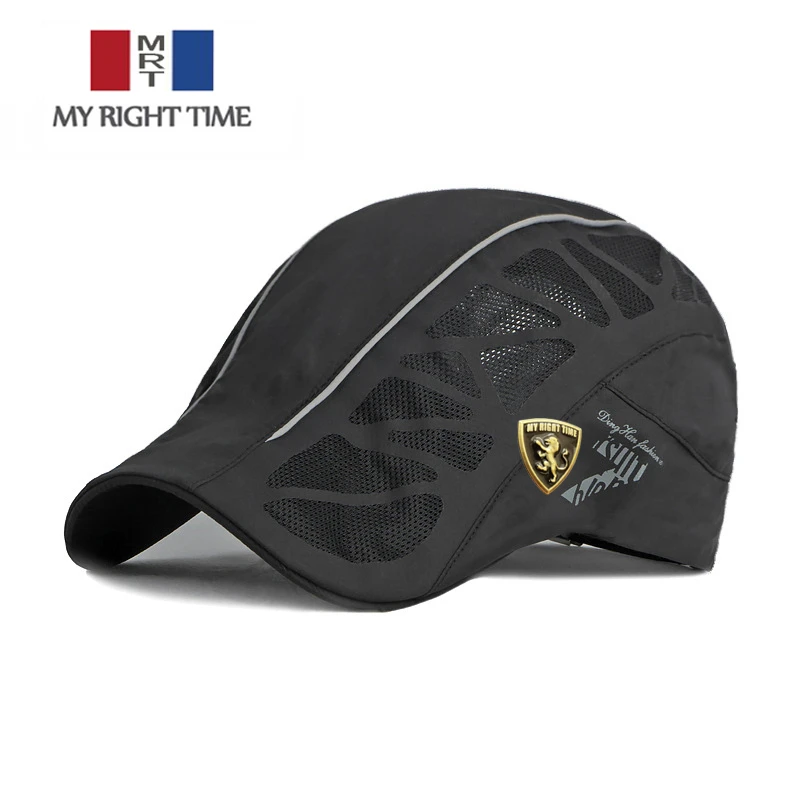 贝雷帽男士帽子时尚新款夏季薄款凉帽透气网眼鸭舌帽防晒太阳帽