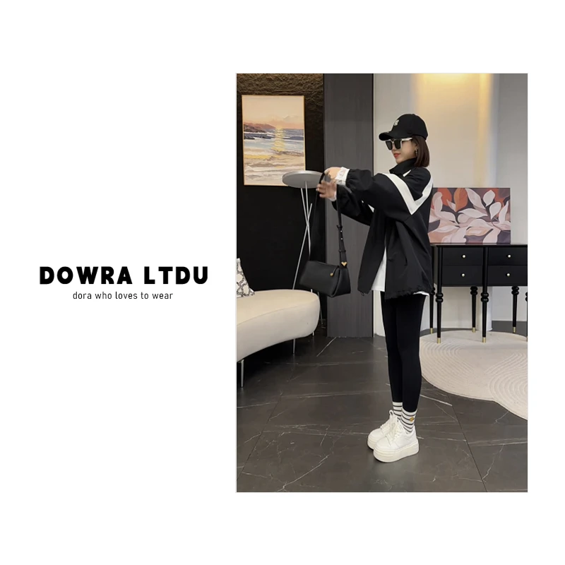 朵拉【松弛出街】2025年春季新款立领撞色百搭外套女潮302-250215