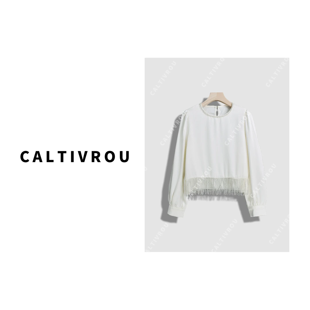 Caltivrou精致高级流苏下摆百搭上衣-Y14773